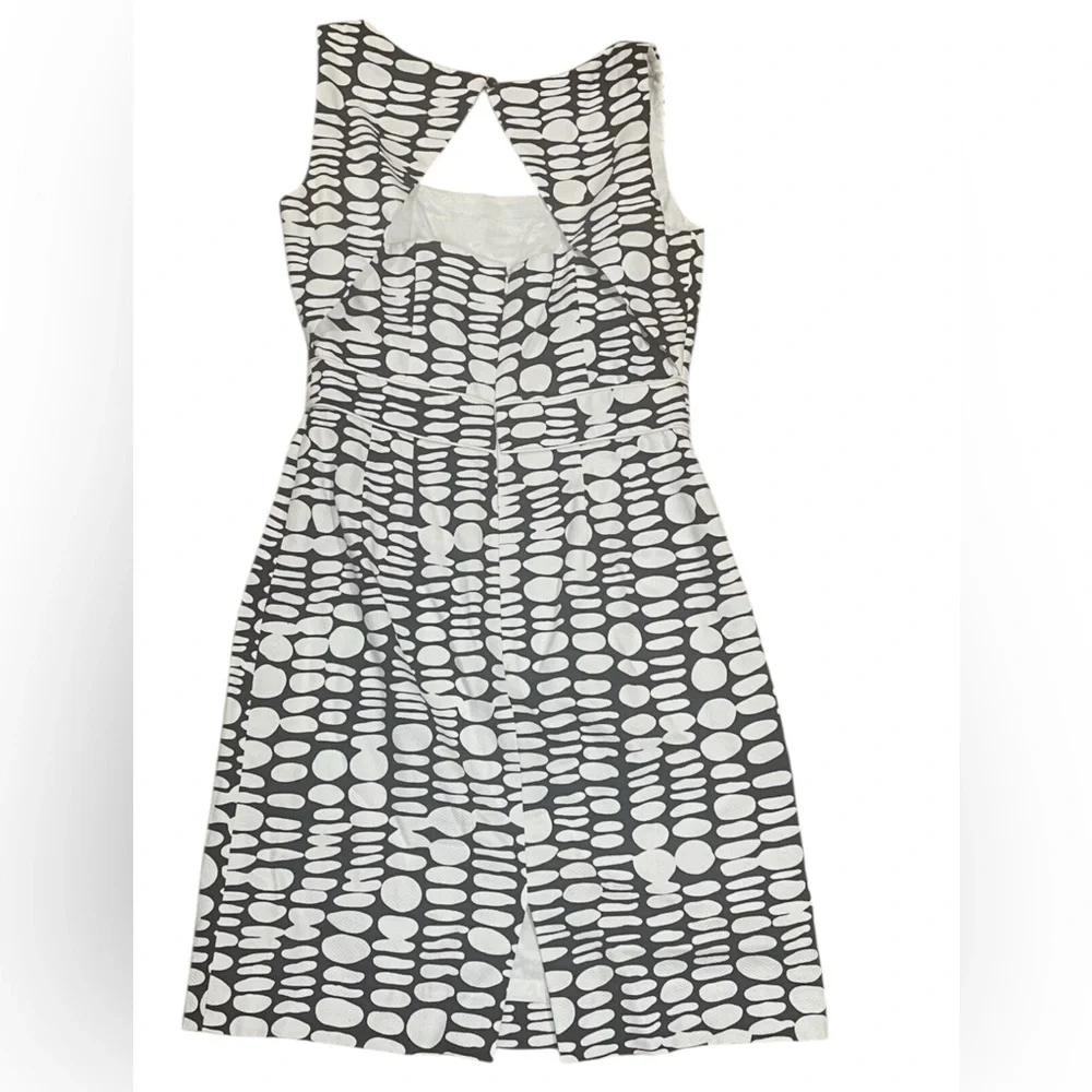 Antonio Melani Navy and White Sleeveless Polka Dot Sheath Lined‎ Dress Size 6